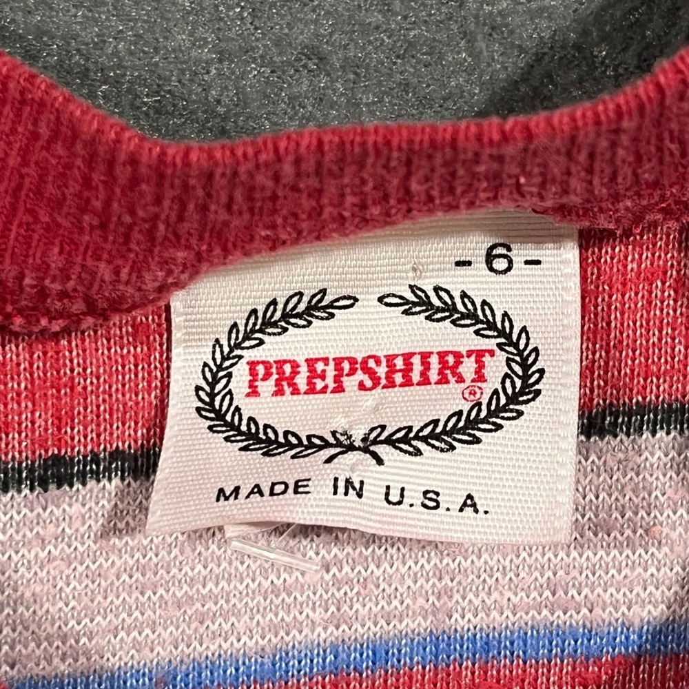 Vintage PrepShirt Kids Striped Sweatshirt Size 6 Cotton Blend USA Terrycloth